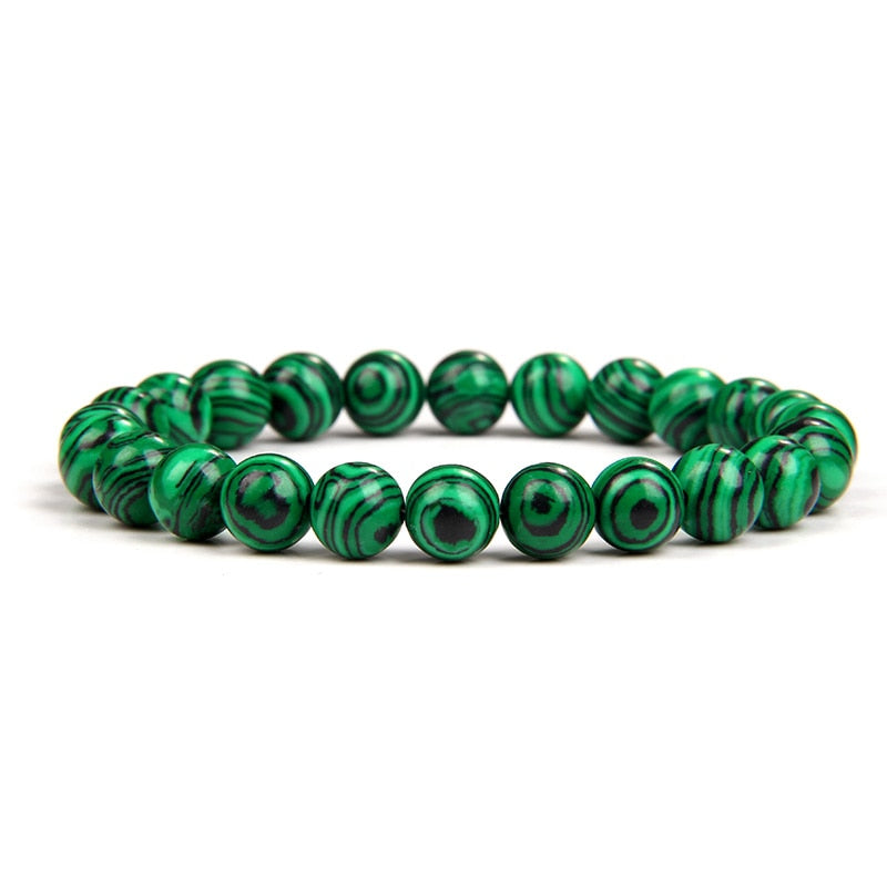 Natural Green Malachite Stone Bracelet Round Beads