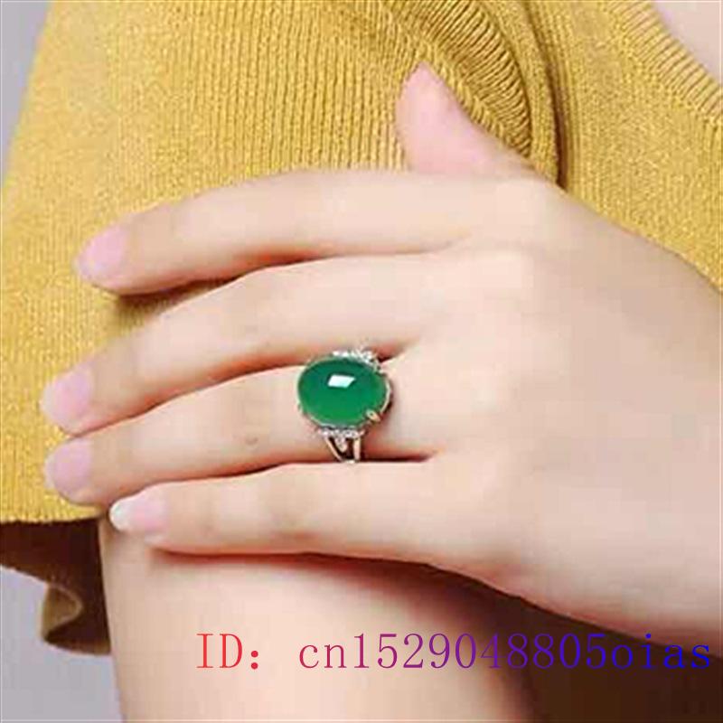 Green Jade Ring Men Natural Amulet 925 Silver Gemstone