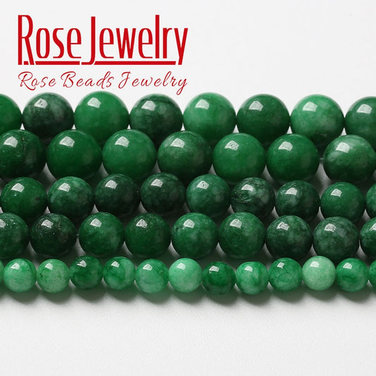 Green Lace Jades Beads Round Loose Stone Beads