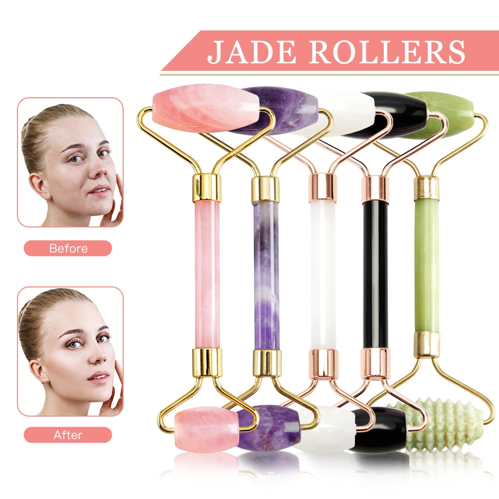 Rose Quartz Jade Roller Face Slimming Massager