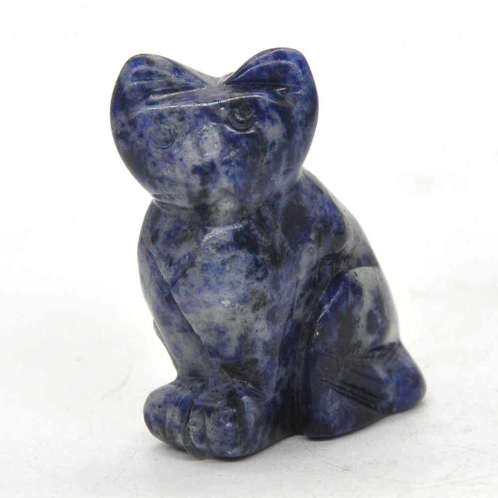 Cat Statue Natural Gemstone Carving Healing