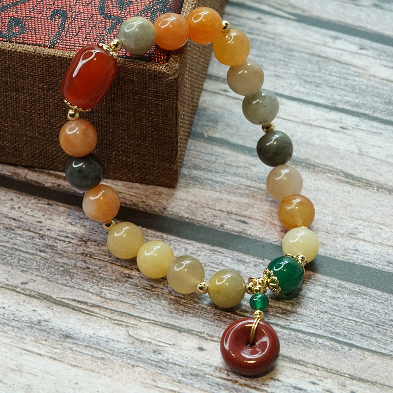 Women Handmade Jade Beaded Strand Bracelet