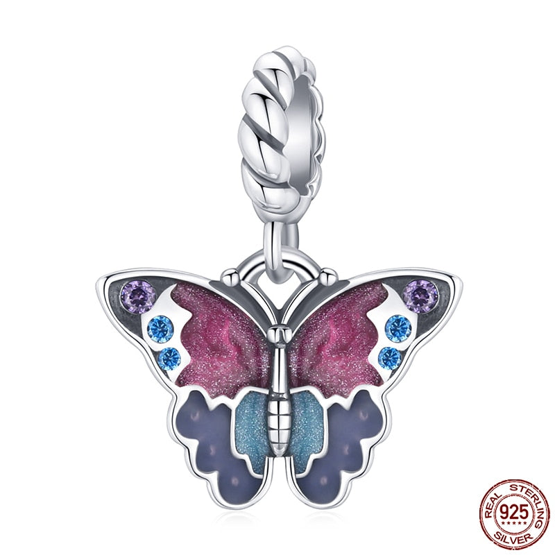 Butterfly Charms Beads Purple Flower Rainbow DIY Bracelets