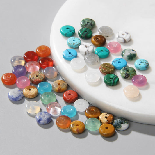 Natural Stone Slice Bead Agates Jades Flat Spacer