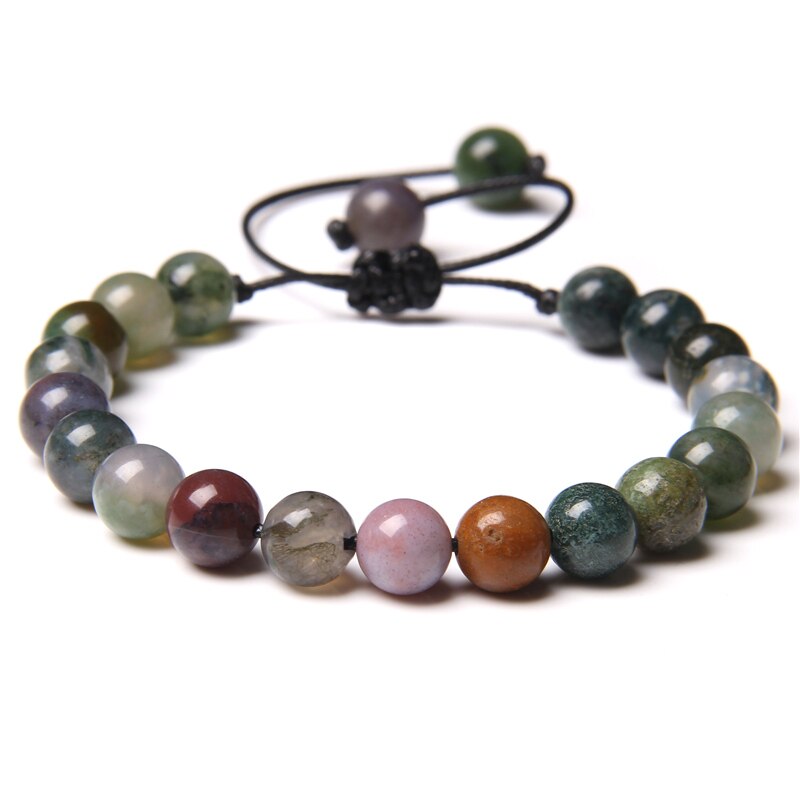 Green Natural Stone Beads Braided Bracelet Malachite