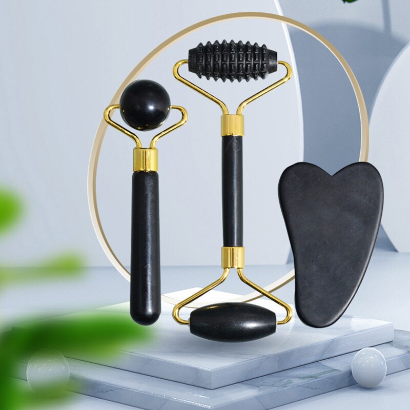 Obsidian Jade Roller Stone Natural Facial Massager