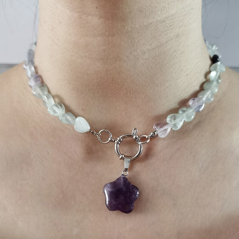gem pink quartz jade heart Pendant Choker Necklace