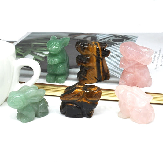1PC Rabbit Statue Natural Stones And Crystals