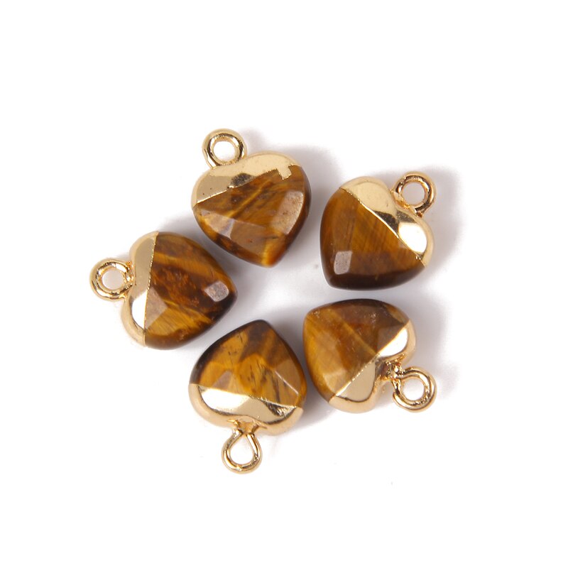 Faceted Heart Shape Natural Tiger Eye Stone Pendants