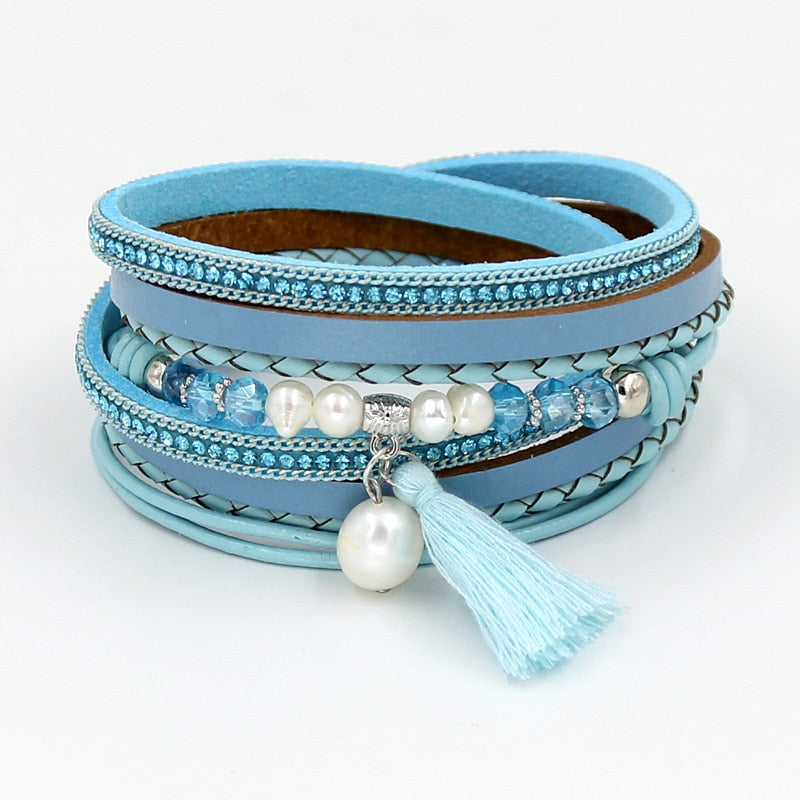 Women's Bracelet Jewelry Multi-Layer Leather Winding