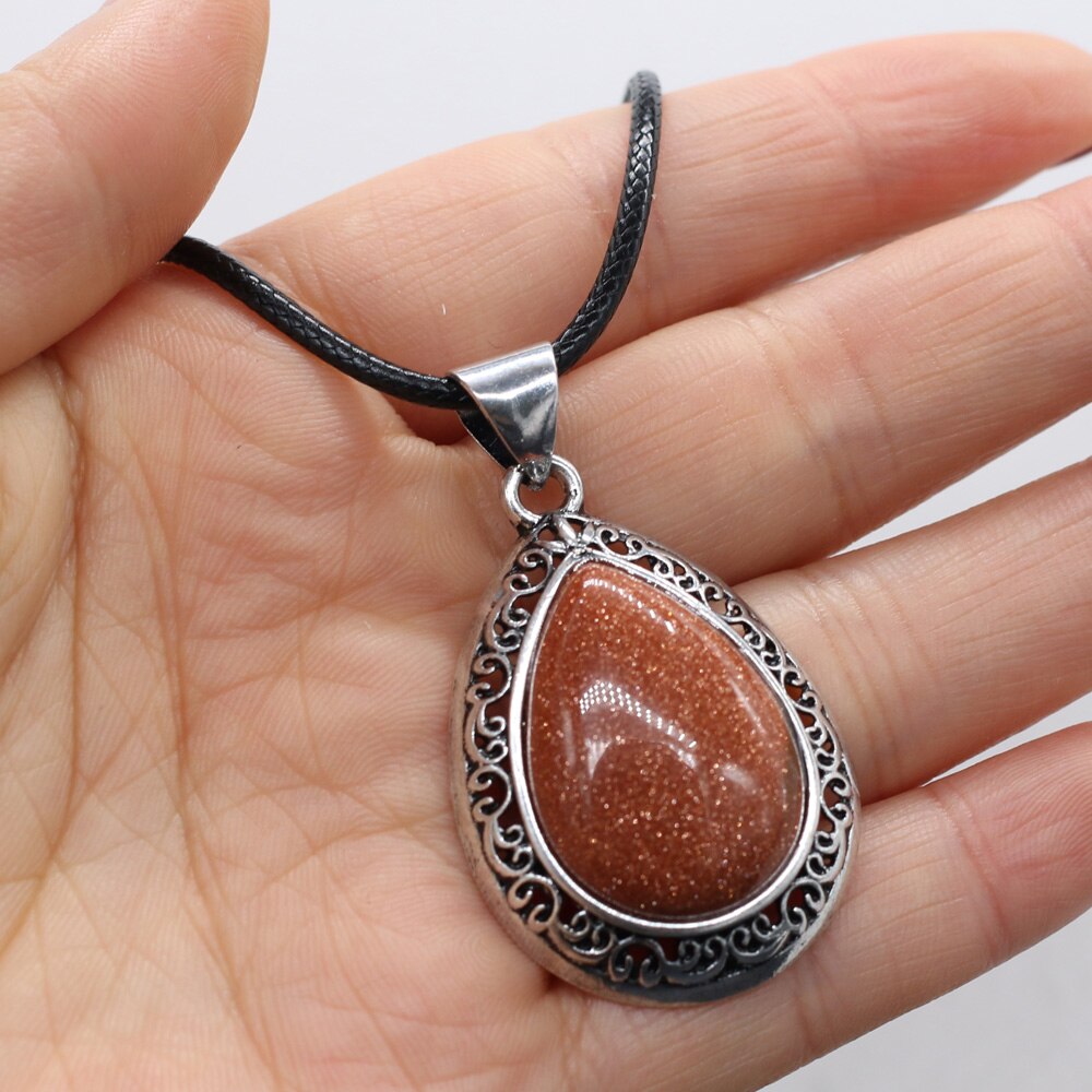Natural Stone Necklace Water Drop Crystal
