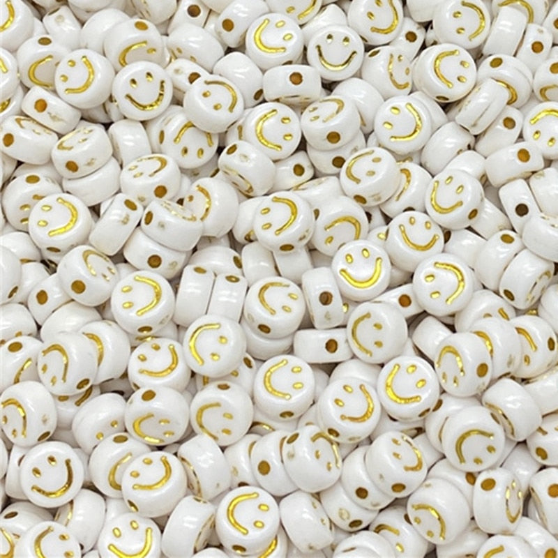 Oval Shape Acrylic Spaced Beads Smile Face Beads