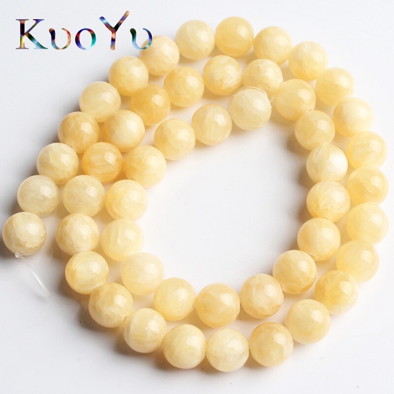 Natural Light Yellow Jades Chalcedony Stone Beads