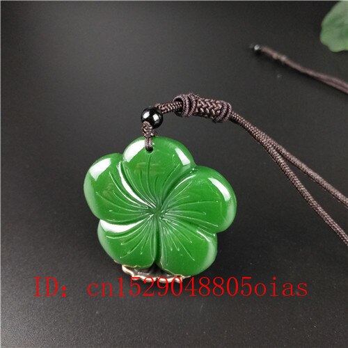 Natural Green Chinese Jade Clover Pendant