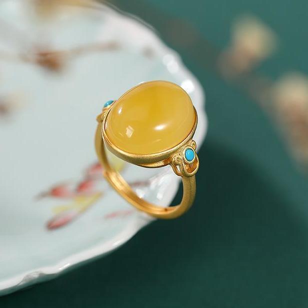 Original new natural jade turquoise adjustable ring