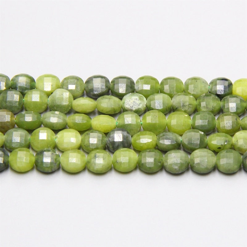 Faceted Round Green Russian Jades Stone Beads