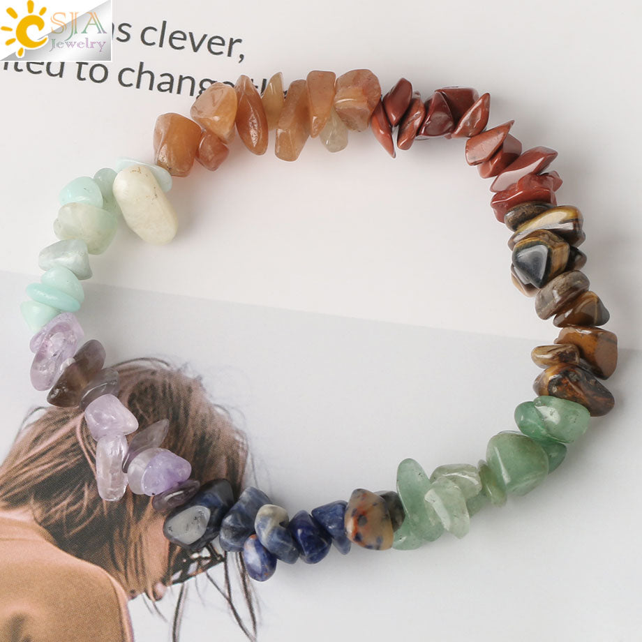 Gem Stone 7 Chakras Bracelets Healing Crystal Bracelet