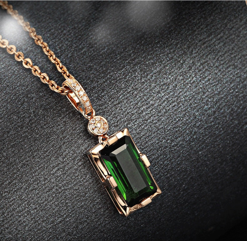Diamond Necklace Pendant Natural Emerald jade