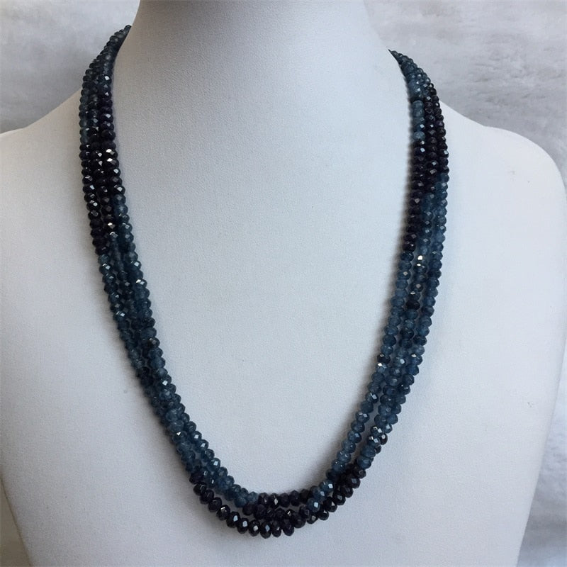 Double Blue Sapphire Chain Necklace