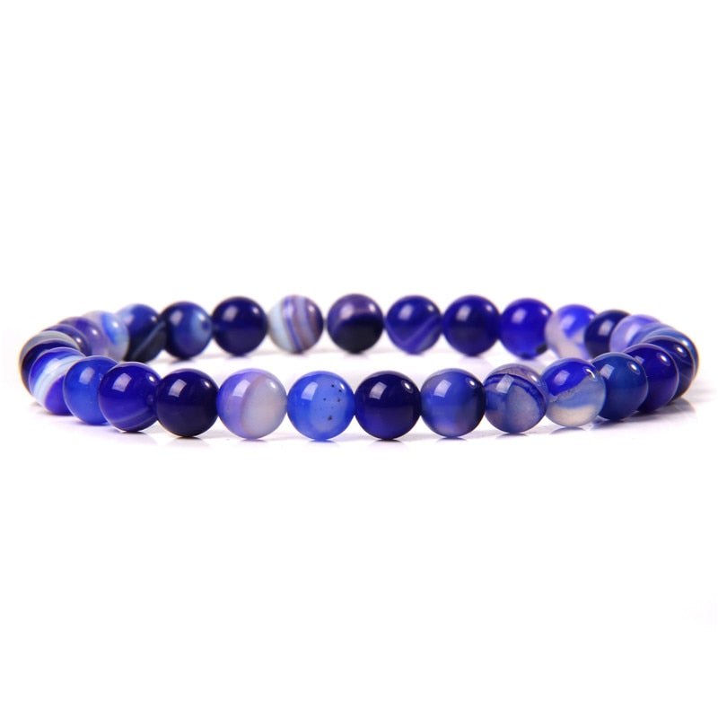 Natural Stone Blue 6MM Beads Bracelets For Women