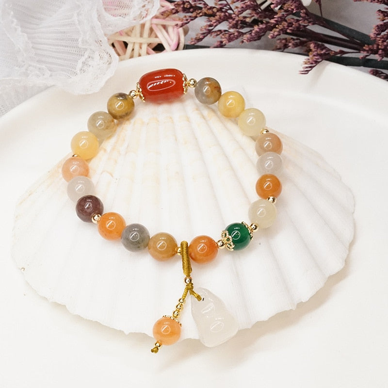 Women Handmade Jade Beaded Strand Bracelet