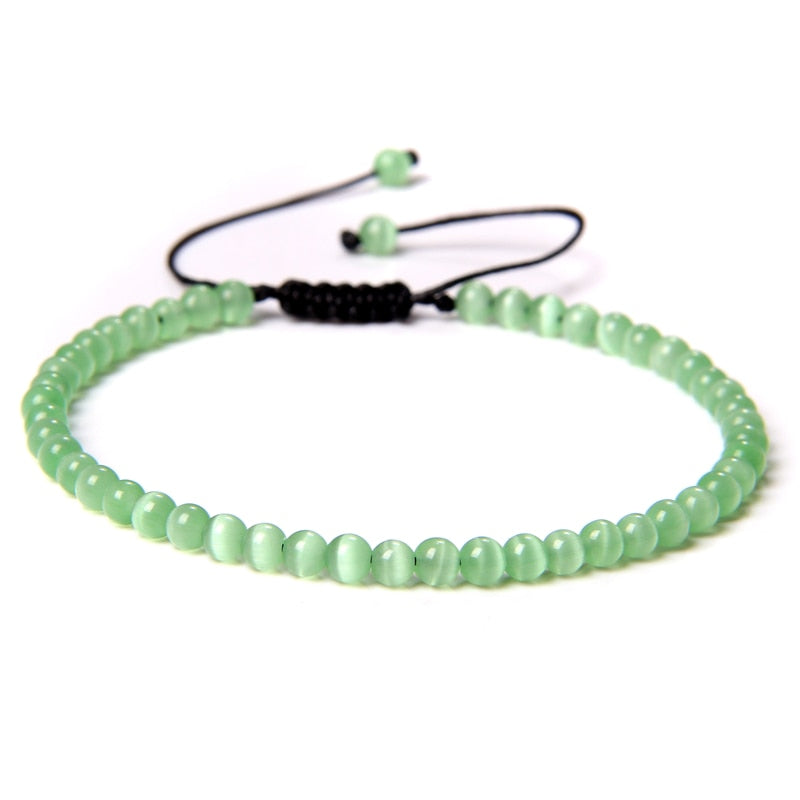 Adjustable 4MM Stone Beads Bracelet For Women