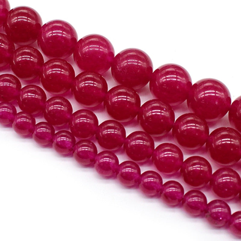 Natural Rose Red Chalcedony Jades Stone Beads