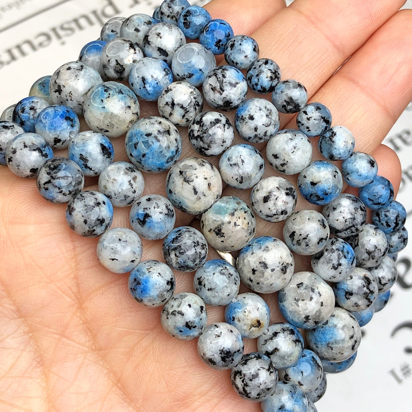 Natural Blue Spot Jades Stone Beads Round Loose