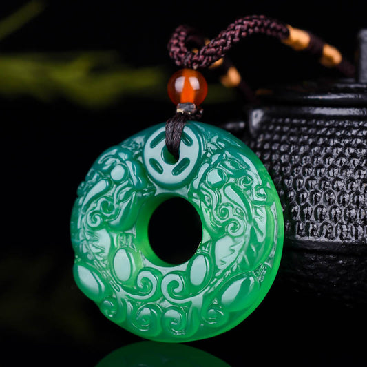 Real chalcedony white green pendant necklace