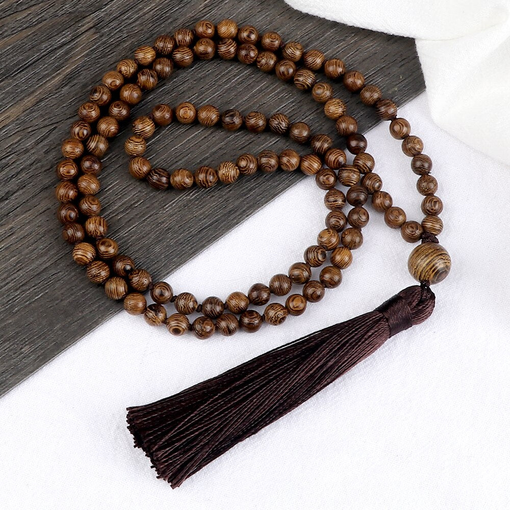 Men Mala Prayer Necklace 108 Natural Wooden