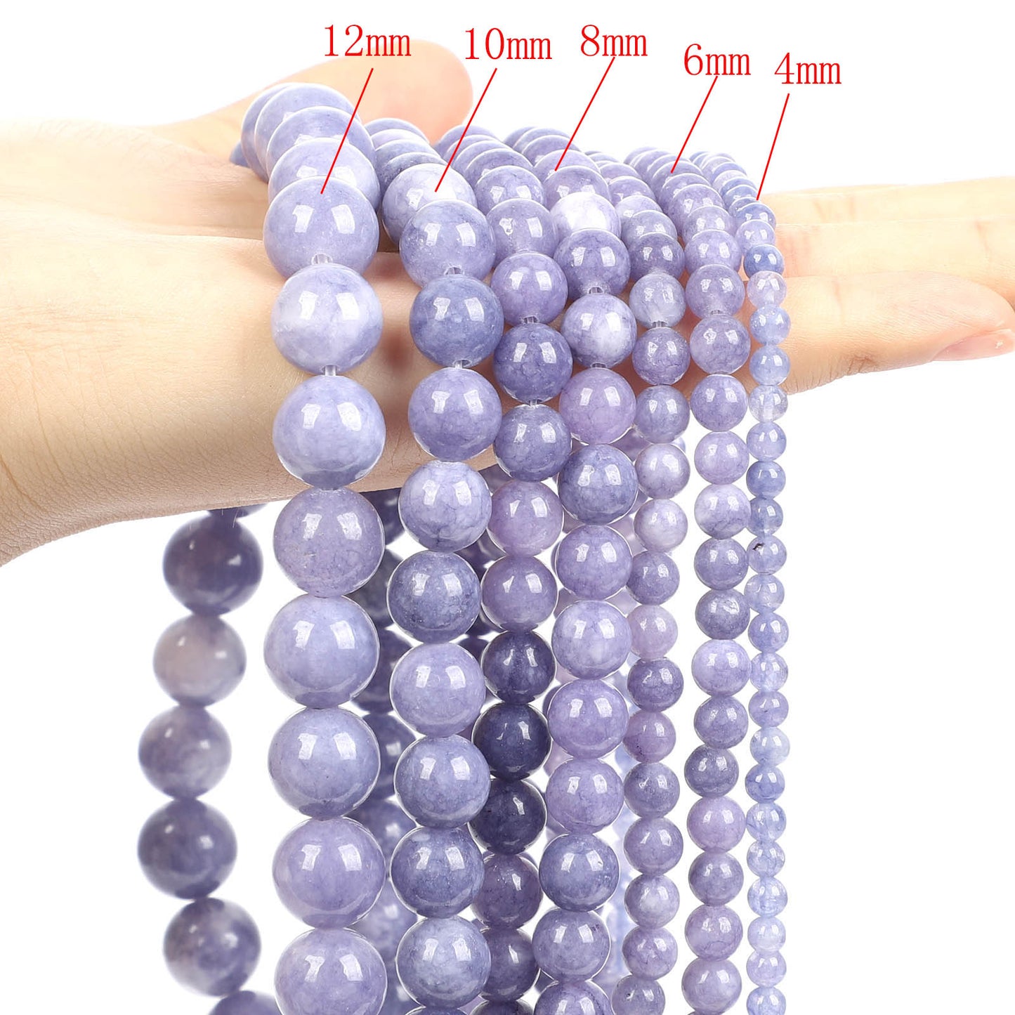 Smooth Light Blue Chalcedony Jades Natural Stone Beads