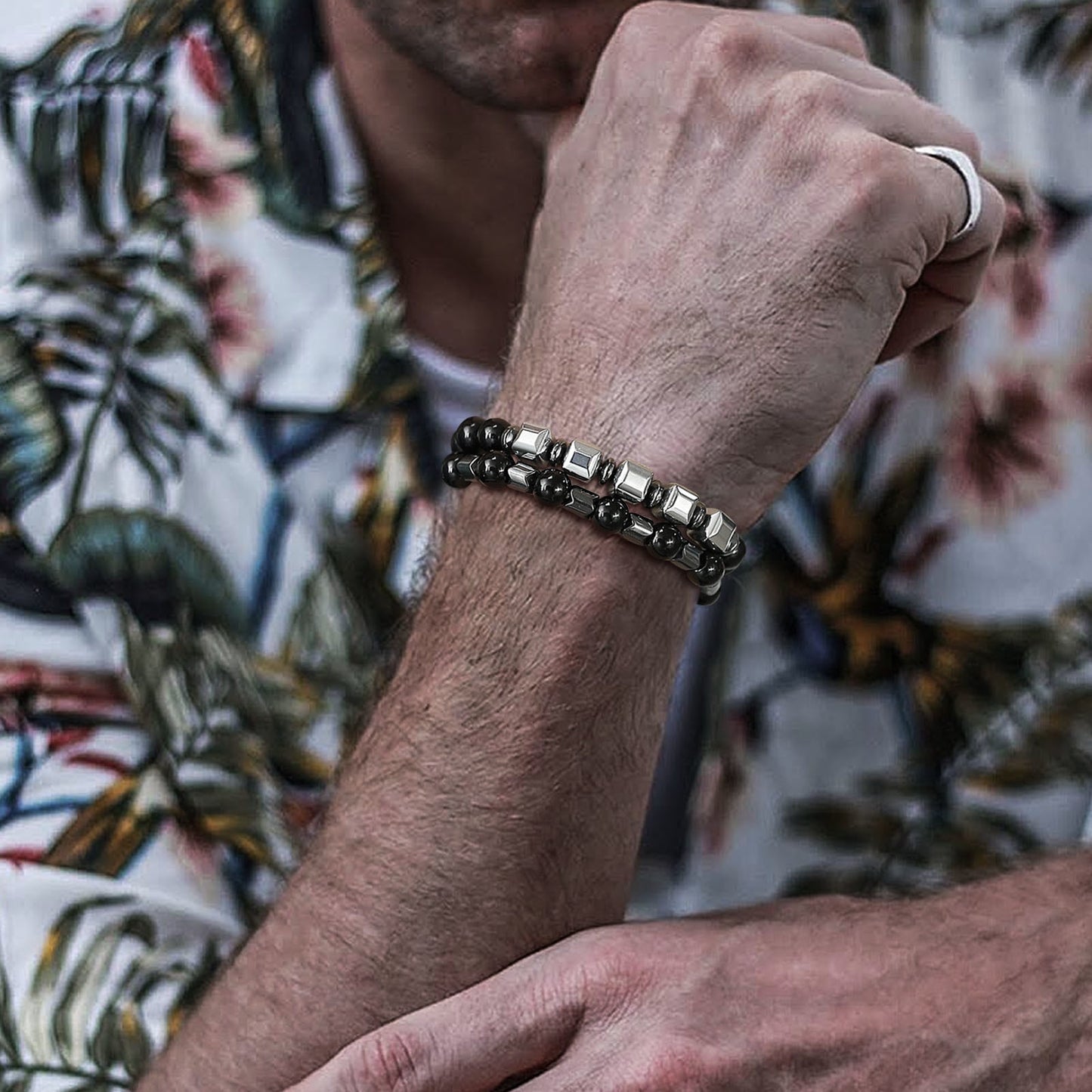 Bracelet Set for Men,6/8mm Natural Stone Boy Beads
