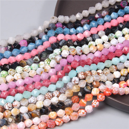 Stone Faceted Chalcedony Agates Jades Beads