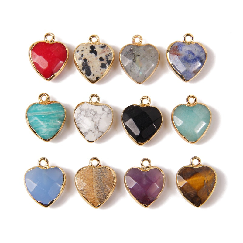 Faceted Heart Shape Natural Tiger Eye Stone Pendants