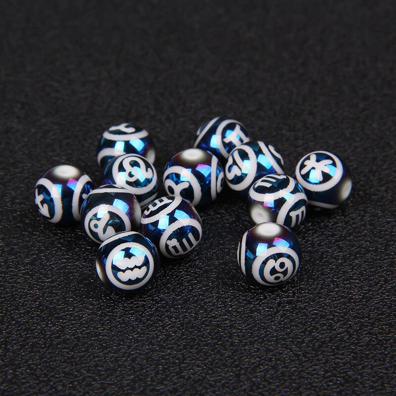 12 Zodiac Signs Beads Charms Blue Constellation