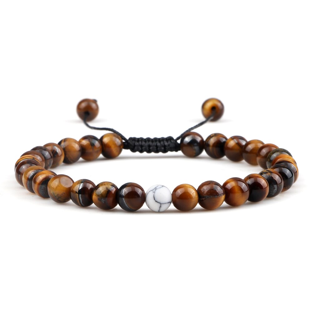 Red Beaded Bracelets Natural Tiger Eye Stone Rock