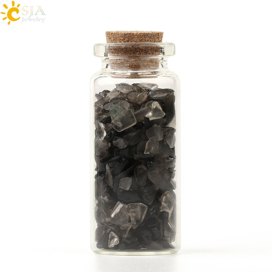 Mini Glass Wishing Bottles Natural Chip Tumble Stones
