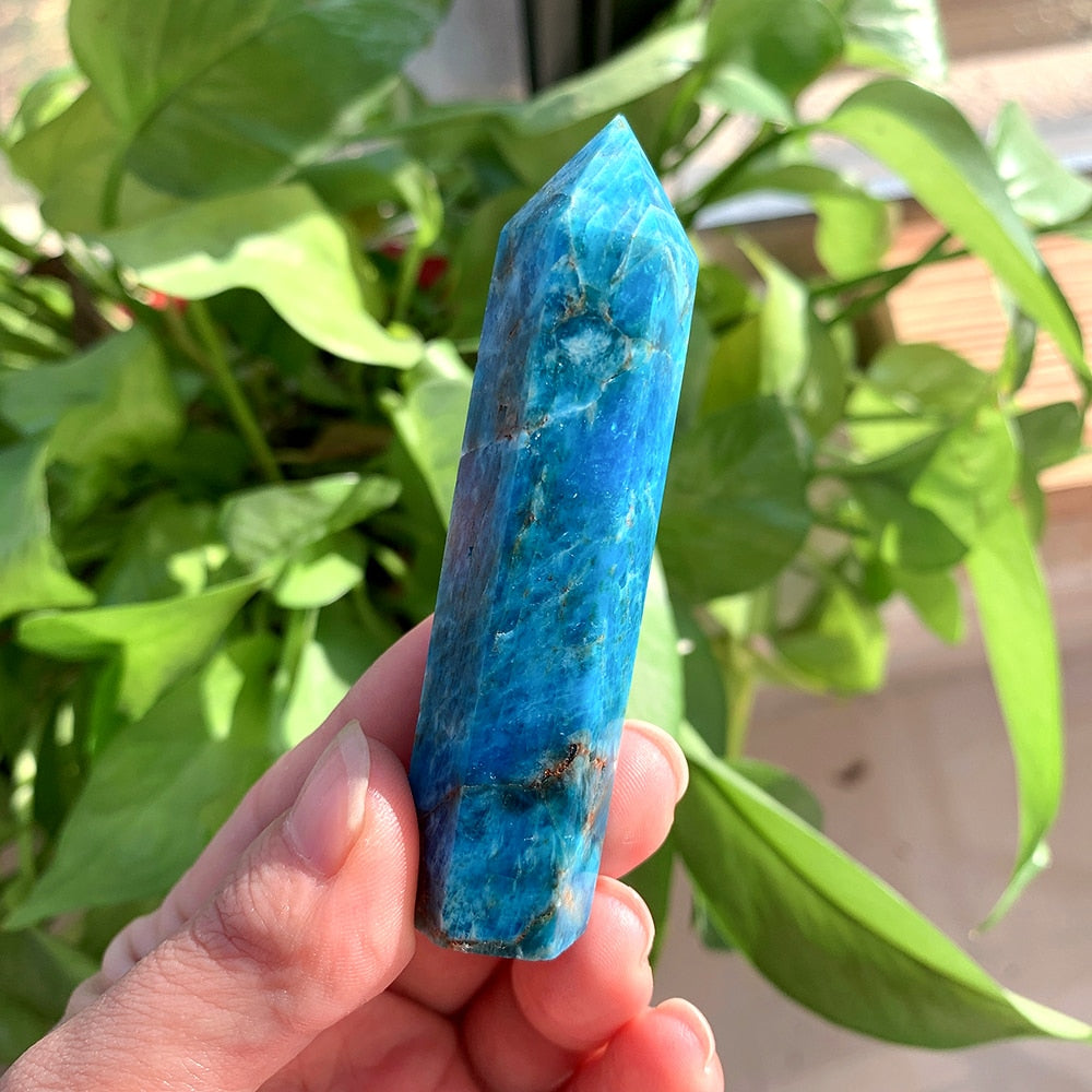 Healing Crystal Blue Apatite Single Point Wand