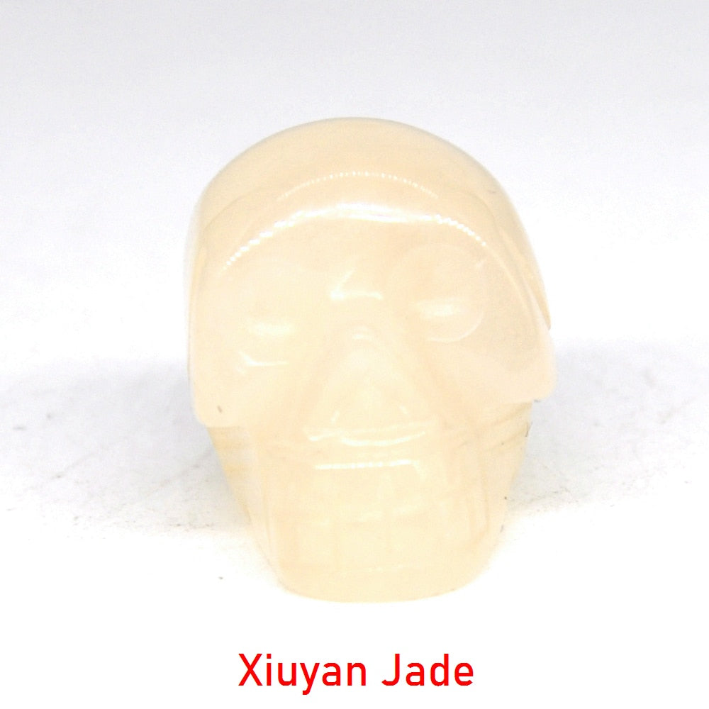 Skull Statue Natural Stone Carved Decoration Healing