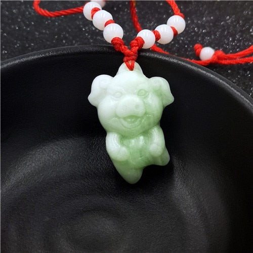 White Jade Zodiac Pendant Natural Animal Necklace