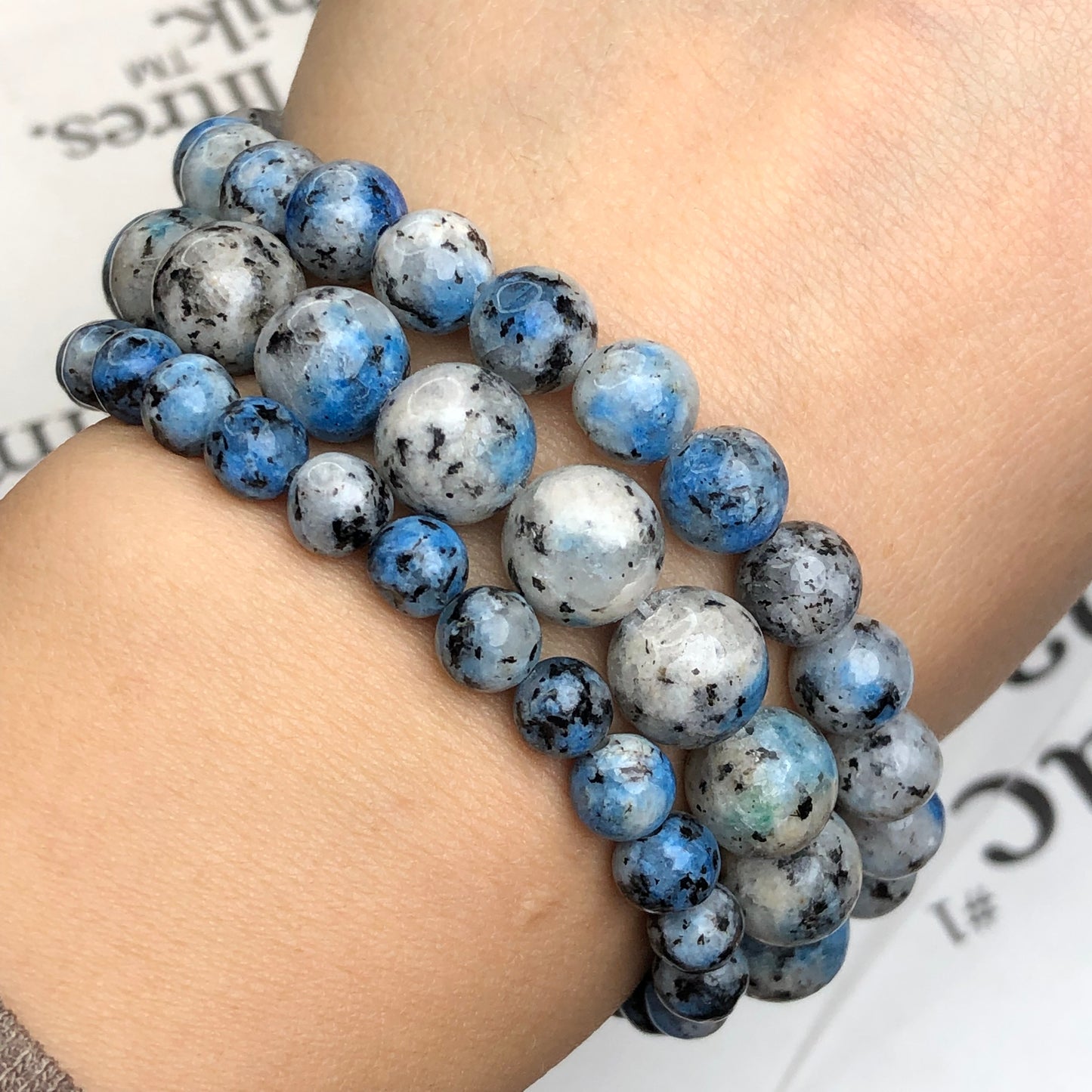 Natural Blue Spot Jades Stone Beads Round Loose