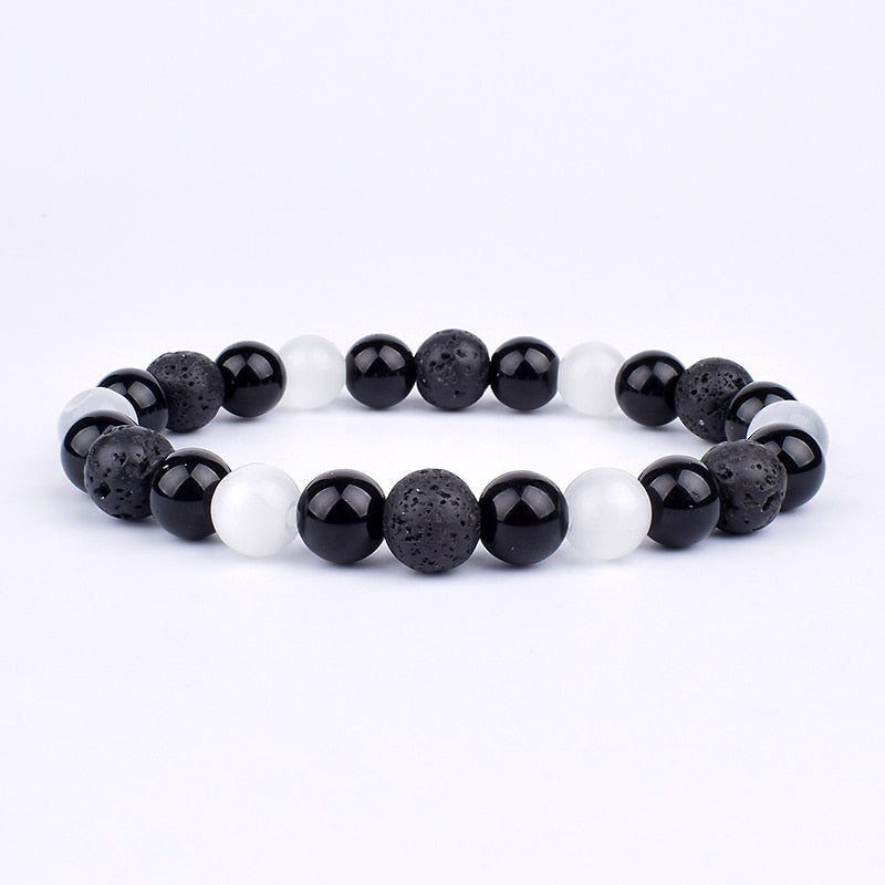 Men Bracelets 10mm Natural Stone Black Onyx