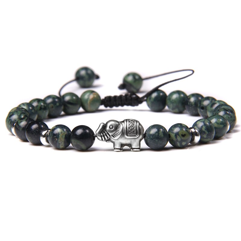 Green Natural Stone Beads Braided Bracelet Malachite