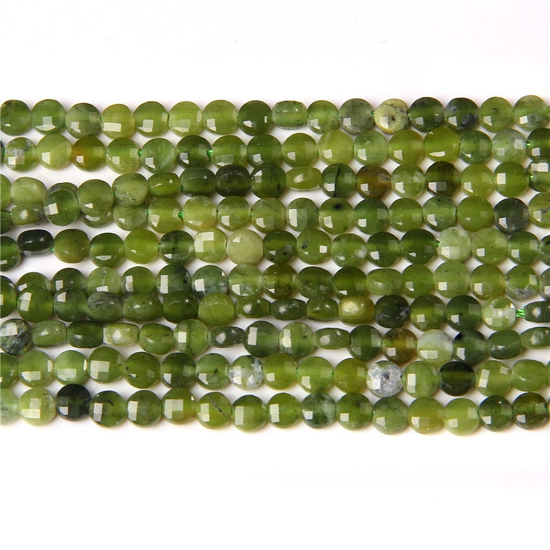 Faceted Round Green Russian Jades Stone Beads