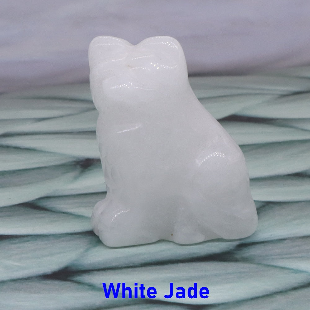 Cat Statue Natural Gemstone Carving Healing