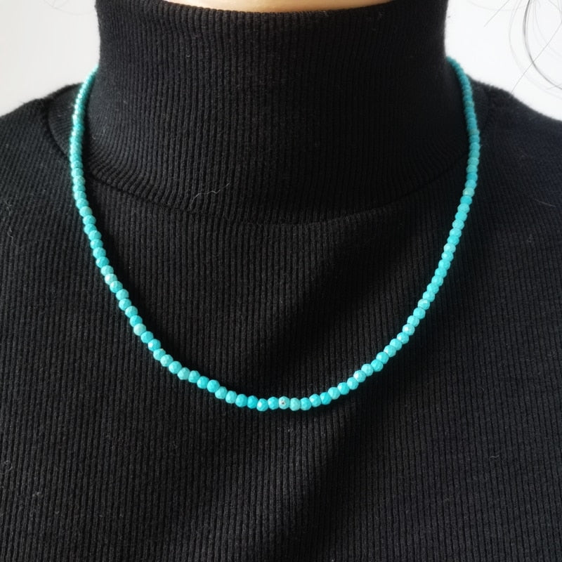 Faceted Turquoise Necklace Gemstones Natural Stones