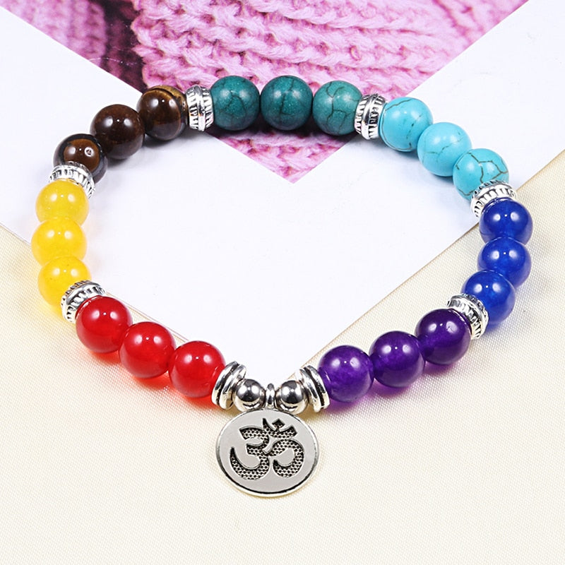 Reiki 7 Chakra Healing Bead Bracelet Natural Stone