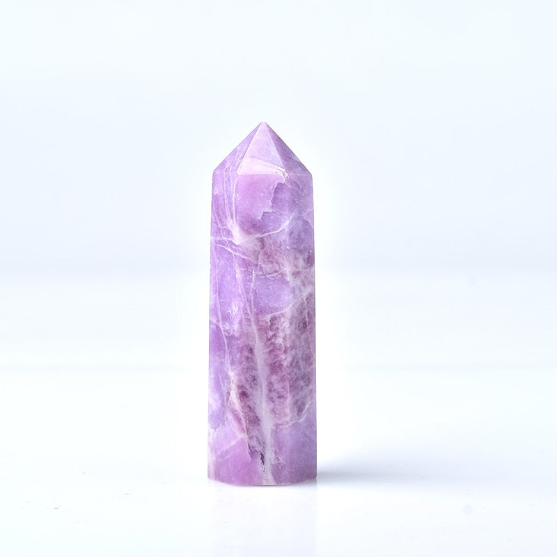 Natural Crystal Quartz Lilac Stone Energy Pillar