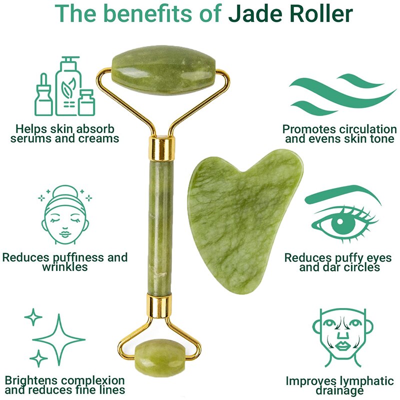 2pieces Face Massager Natural Jade Stone Set