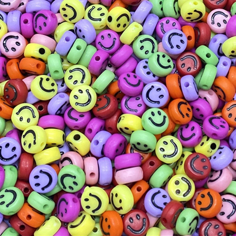 Oval Shape Acrylic Spaced Beads Smile Face Beads